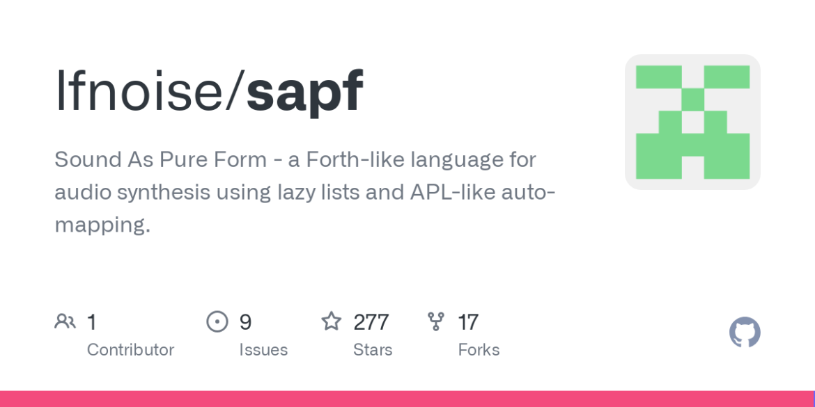 গিথুব – lfnoise/Sapf: খাঁটি ফর্ম হিসাবে শব্দ